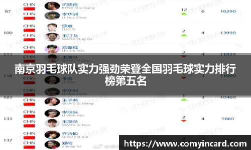 南京羽毛球队实力强劲荣登全国羽毛球实力排行榜第五名