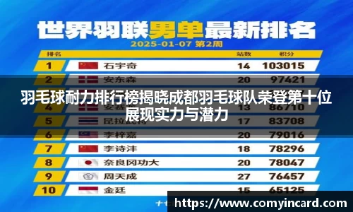 羽毛球耐力排行榜揭晓成都羽毛球队荣登第十位展现实力与潜力